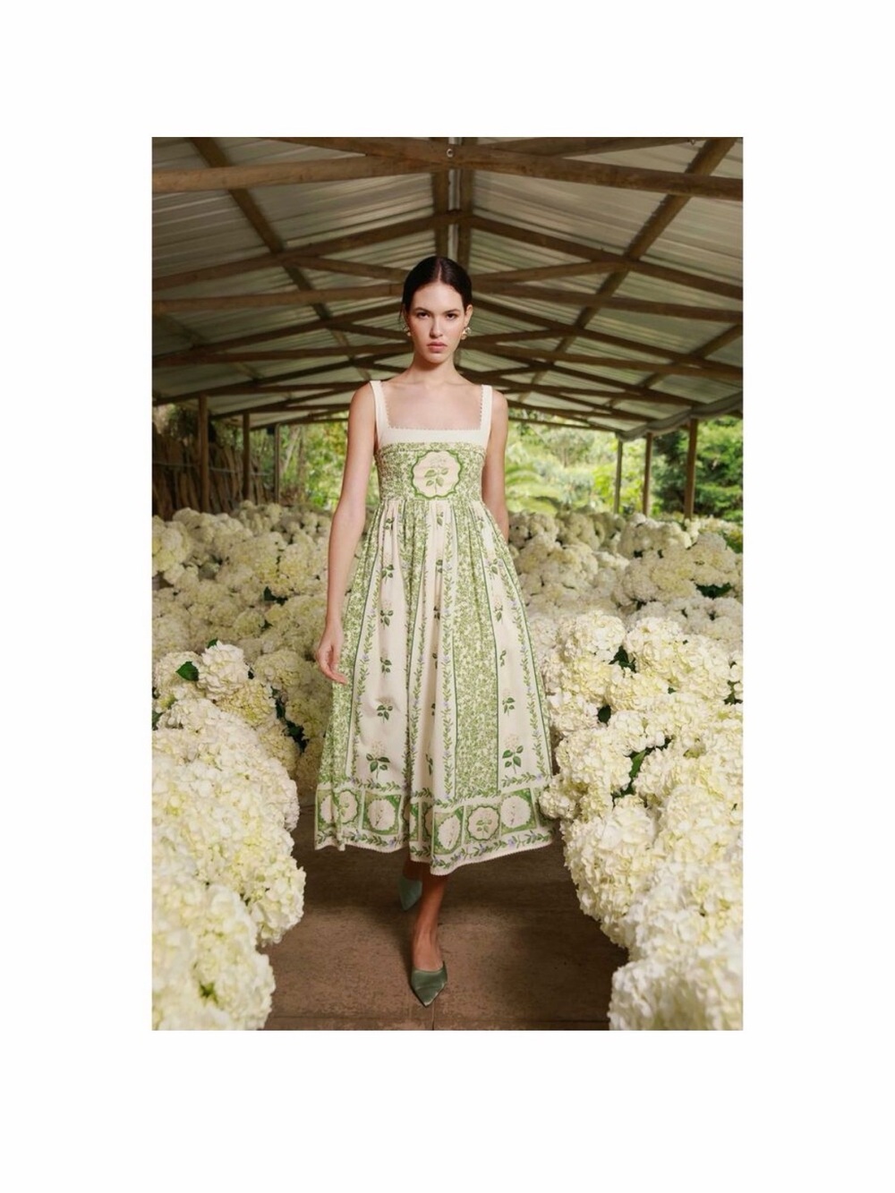 Agua by Agua Bendita Barbara Floral Cotton Midi Dress Size: Small - Picture 5 of 10